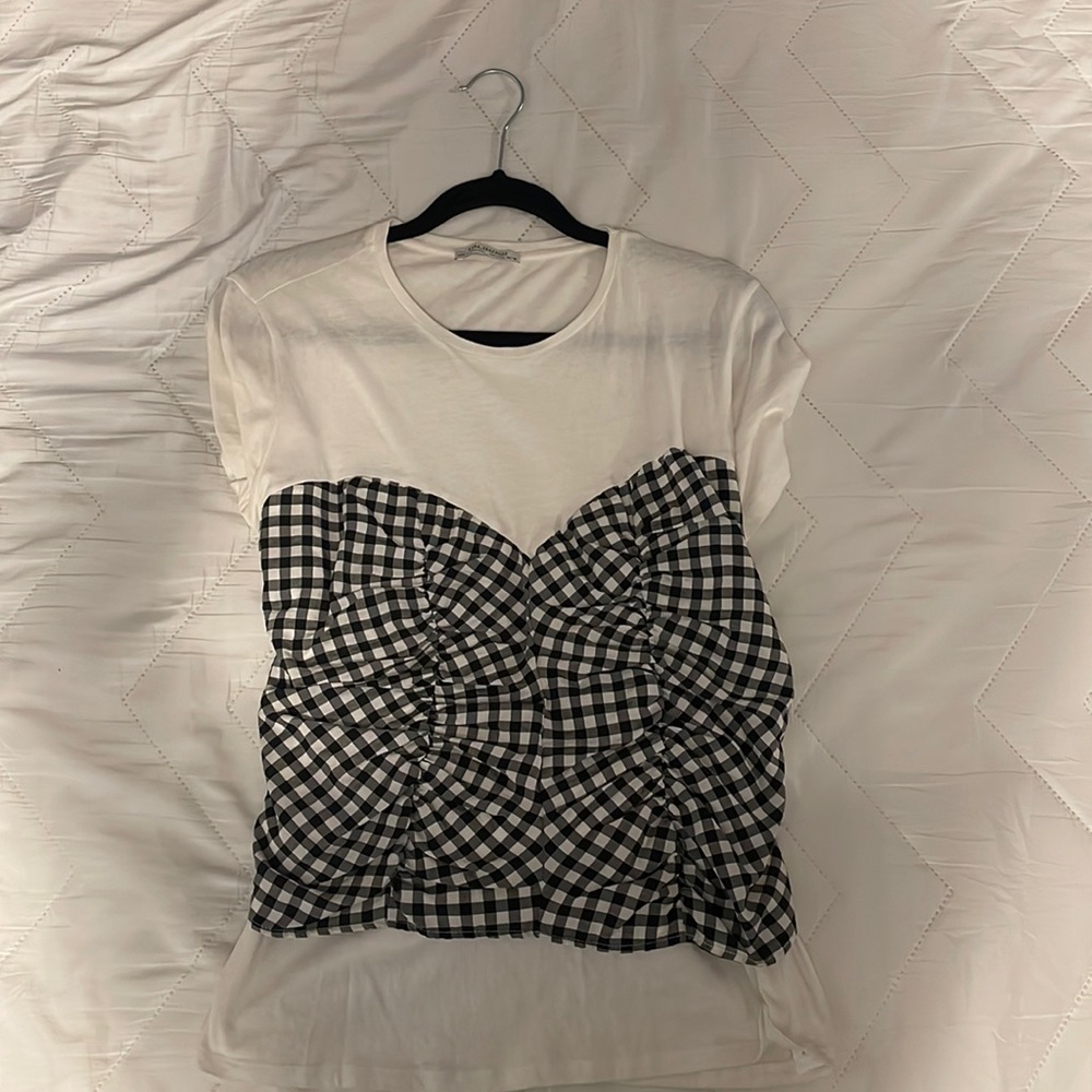 Zara gingham corset t-shirt